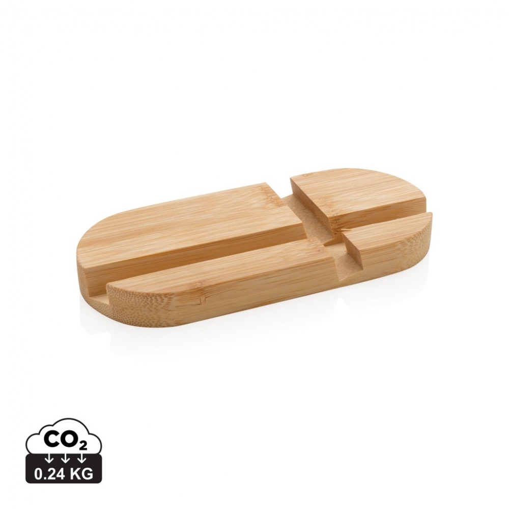 Logo trade promotional giveaway photo of: Bamboo tablet and phone holder