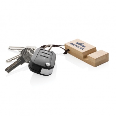 Logo trade promotional products picture of: Standkey bamboo keychain phone stand