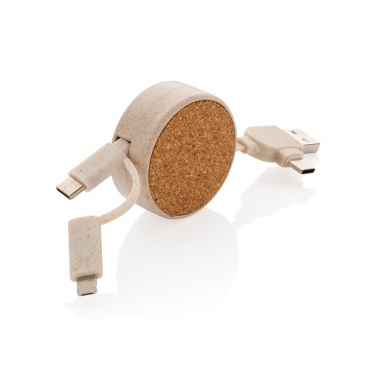 Logo trade promotional products picture of: Cork and Wheat 6-in-1 retractable cable