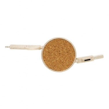 Logo trade promotional products picture of: Cork and Wheat 6-in-1 retractable cable