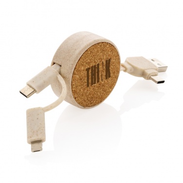 Logotrade corporate gifts photo of: Cork and Wheat 6-in-1 retractable cable