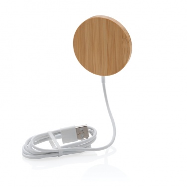 Logo trade promotional giveaways image of: 10W bamboo magnetic wireless charger