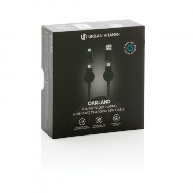Logo trade promotional product photo of: Oakland RCS recycled plastic 6-in-1 fast charging 45W cable