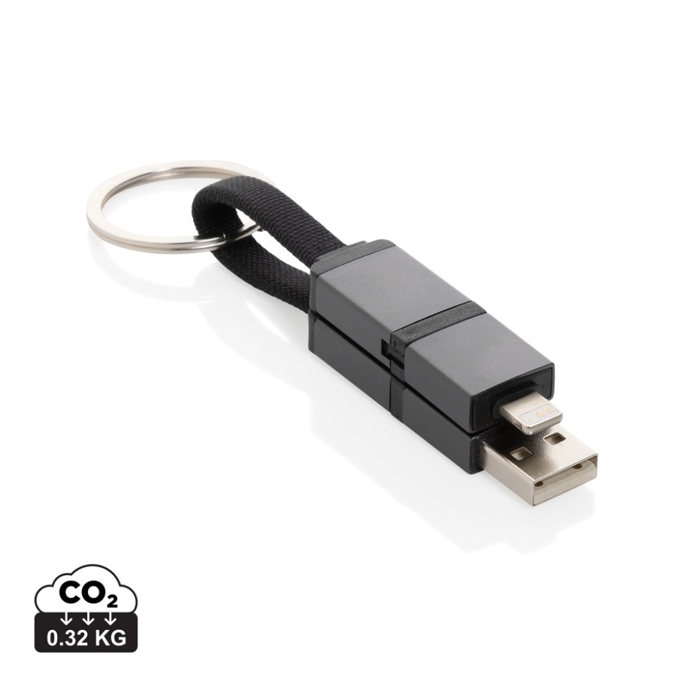 Logo trade business gifts image of: Terra recycled aluminum 4 in 1 60W fast charging cable
