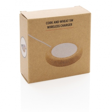 Logo trade promotional gifts picture of: Cork and Wheat 5W wireless charger
