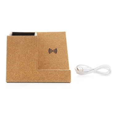 Logotrade promotional product image of: Cork pen holder and 5W wireless charger