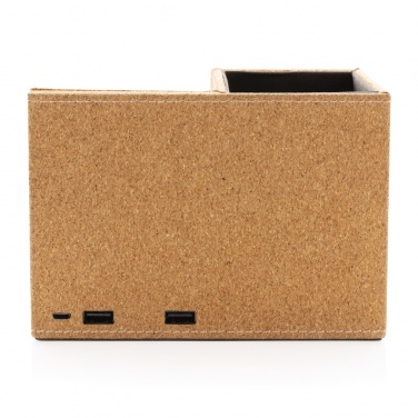 Logo trade promotional giveaways picture of: Cork pen holder and 5W wireless charger