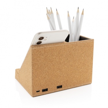 Logotrade promotional gift picture of: Cork pen holder and 5W wireless charger