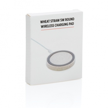 Logo trade promotional giveaways picture of: Wheat Straw 5W round wireless charging pad