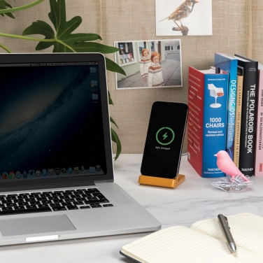 Logotrade promotional products photo of: Bamboo 5W wireless charging stand