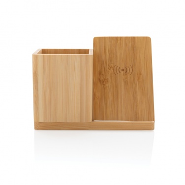 Logo trade promotional item photo of: Calgary bamboo 10W wireless charger