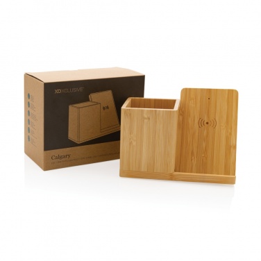 Logo trade promotional products image of: Calgary bamboo 10W wireless charger