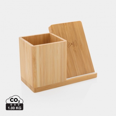 Logo trade promotional merchandise photo of: Calgary bamboo 10W wireless charger