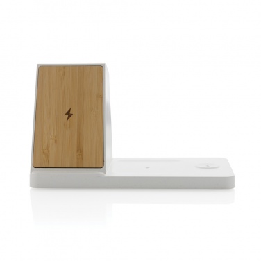 Logotrade promotional merchandise photo of: Ontario recycled plastic & bamboo 3-in-1 wireless charger