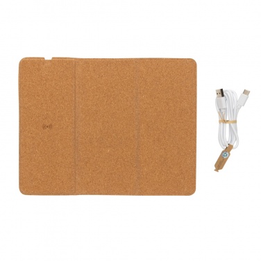 Logo trade promotional items picture of: 10W wireless charging cork mousepad and stand