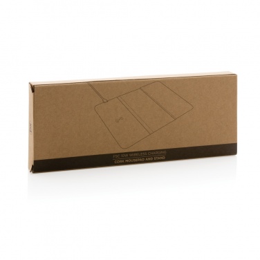 Logo trade corporate gifts image of: 10W wireless charging cork mousepad and stand