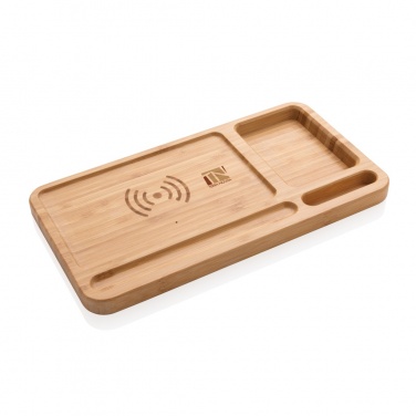 Logo trade promotional product photo of: Bamboo desk organiser 5W wireless charger