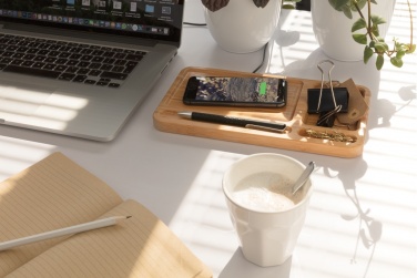 Logotrade advertising product picture of: Bamboo desk organiser 5W wireless charger