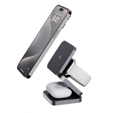 Logotrade promotional giveaway picture of: Terra RCS recycled aluminum foldable 3 in 1 15W charger