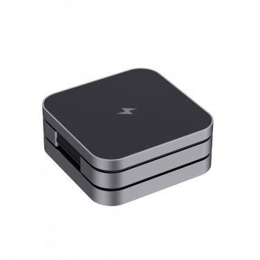 Logotrade promotional products photo of: Terra RCS recycled aluminum foldable 3 in 1 15W charger