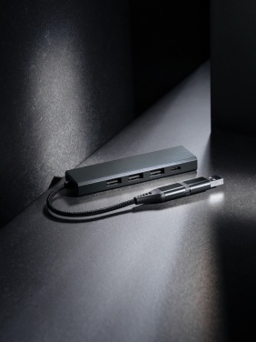Logo trade advertising products image of: Terra RCS recycled aluminium hub with 3 USB ports