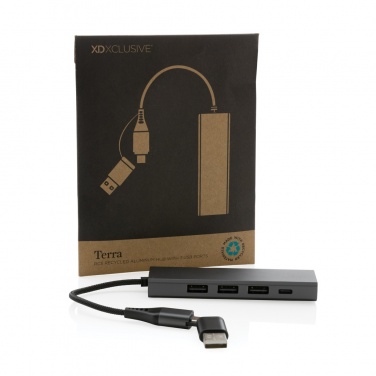Logotrade promotional merchandise image of: Terra RCS recycled aluminium hub with 3 USB ports