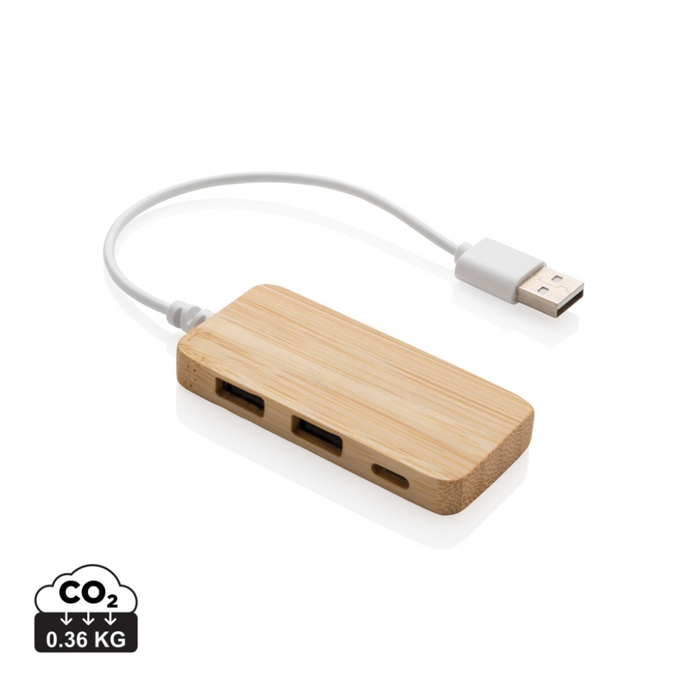 Logotrade business gift image of: Bamboo hub with Type-C