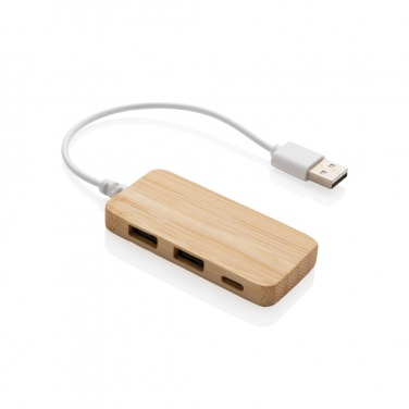 Logo trade promotional items image of: Bamboo hub with Type-C
