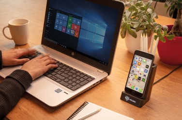 Logo trade promotional giveaways picture of: Light up logo 5W wireless charging pen holder