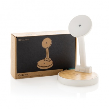 Logo trade promotional products image of: Ontario RCS rplastic 15W magnetic charging 2 in 1 stand