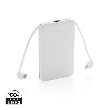 Logo trade promotional giveaways picture of: 5.000 mAh Pocket Powerbank with integrated cables
