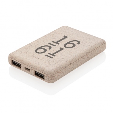 Logo trade promotional gifts picture of: Wheat Straw 5.000 mAh Pocket Powerbank