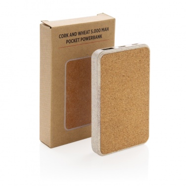 Logo trade promotional gift photo of: Cork and Wheat 5.000 mAh pocket powerbank