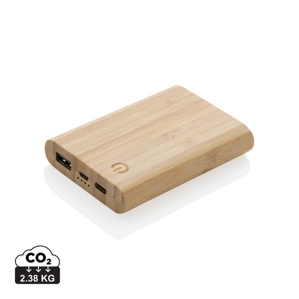 Logo trade business gifts image of: Bamboo 5.000 mAh powerbank