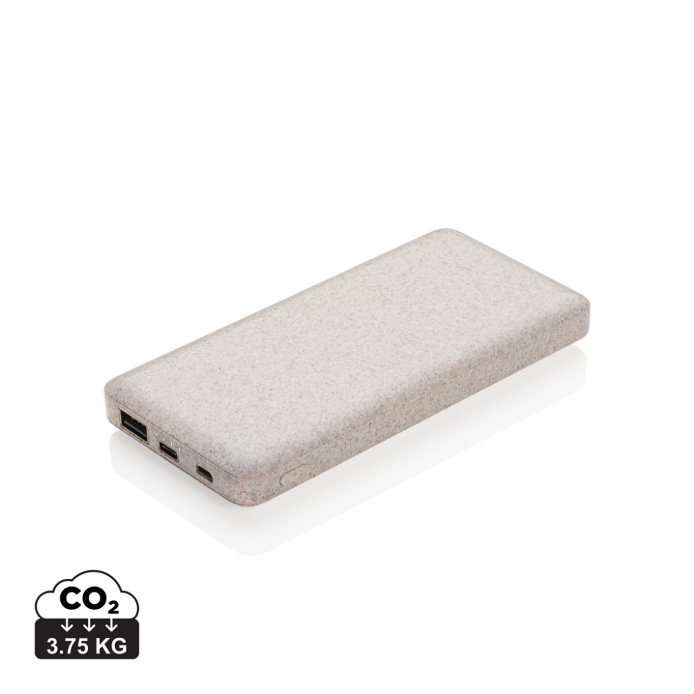 Logo trade promotional giveaways image of: 10.000 mah wheat straw powerbank