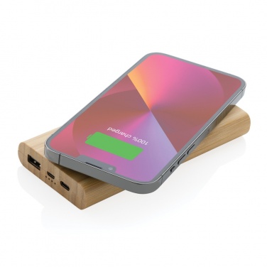 Logo trade advertising products image of: Bamboo 8.000 mAh 5W wireless powerbank