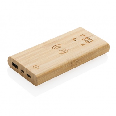 Logo trade promotional giveaway photo of: Bamboo 8.000 mAh 5W wireless powerbank