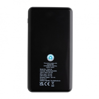 Logo trade advertising products picture of: RCS recycled plastic 8000 mAh Wireless Powerbank