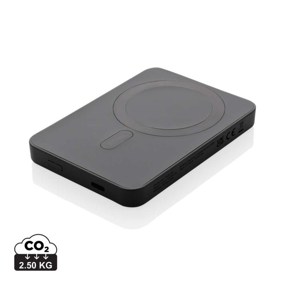 Logo trade advertising products image of: Magnetix RCS recycled plastic 5000 mah magnetic powerbank