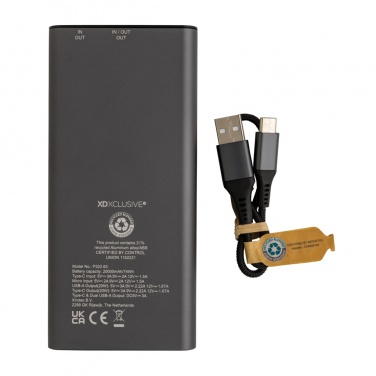 Logotrade promotional gift image of: Terra RCS recycled 20W aluminium powerbank 20.000 mAh