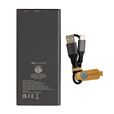 Logo trade promotional gifts picture of: Terra RCS recycled 18W aluminium powerbank 10.000 mAh