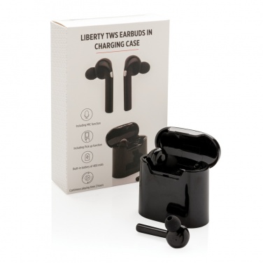 Logo trade promotional items image of: Liberty wireless earbuds in charging case