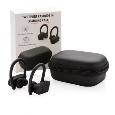 Logo trade promotional products image of: TWS sport earbuds in charging case