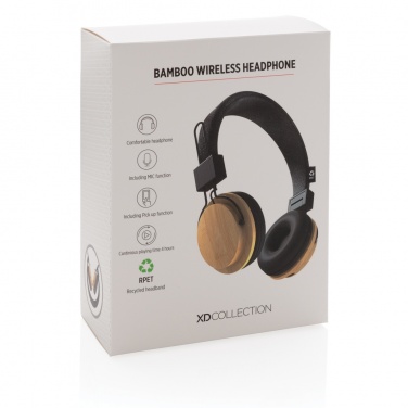 Logo trade advertising products picture of: Bamboo wireless headphone