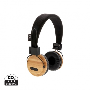 Logo trade corporate gift photo of: Bamboo wireless headphone