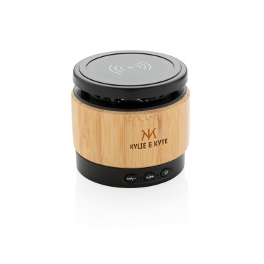 Logo trade promotional gifts image of: Bamboo wireless charger speaker
