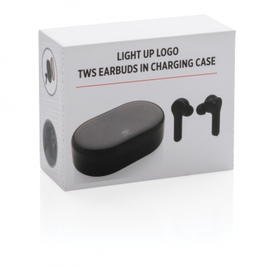 Logo trade promotional gift photo of: Light up logo TWS earbuds in charging case