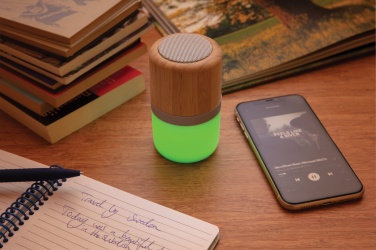 Logotrade promotional product picture of: Bamboo colour changing 3W speaker light