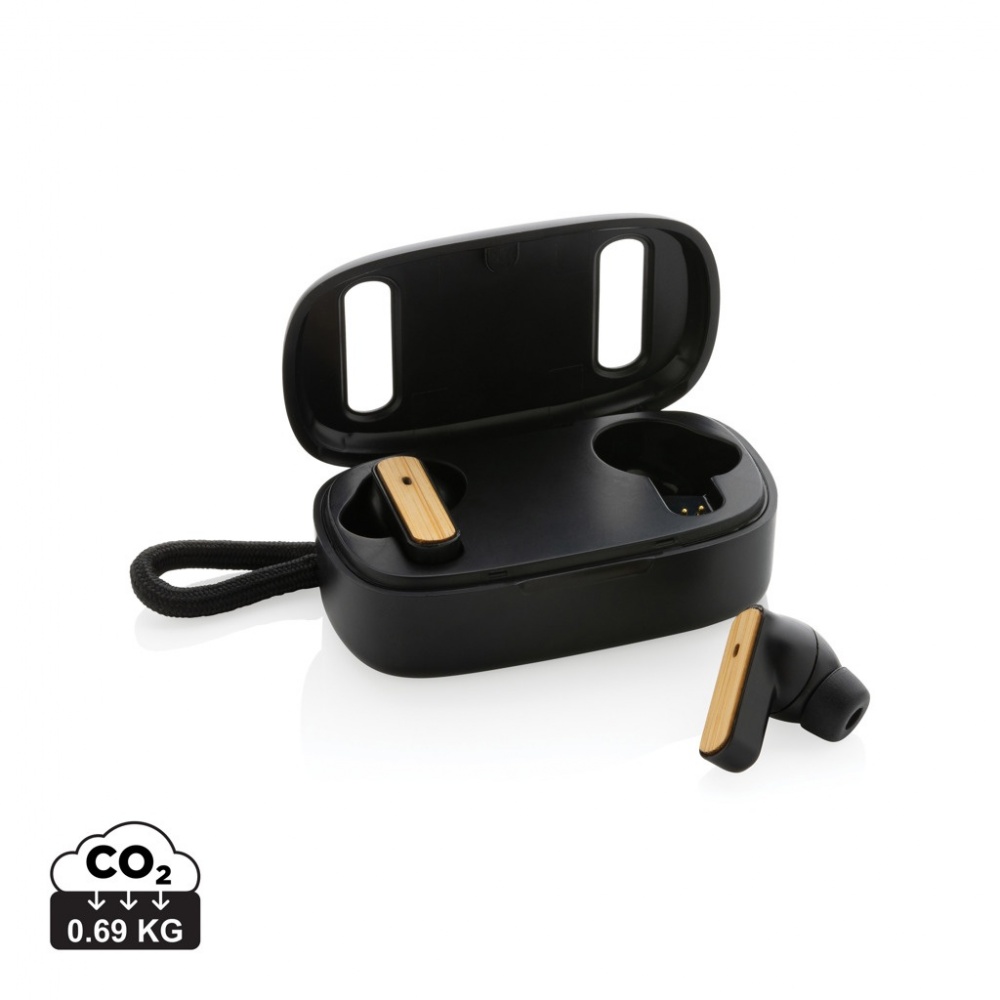 Logotrade promotional giveaways photo of: RCS recycled plastic & bamboo TWS earbuds