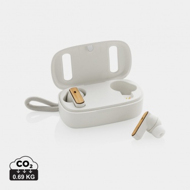 Logo trade promotional merchandise picture of: RCS recycled plastic & bamboo TWS earbuds